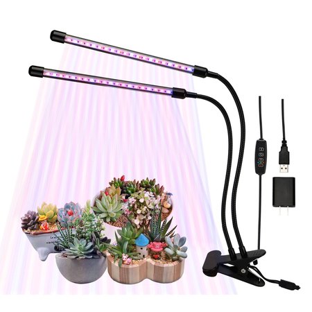 Homevenus 2 Heads Full Spectrum Clamp LED Grow Lights For Indoor Plants GLC02